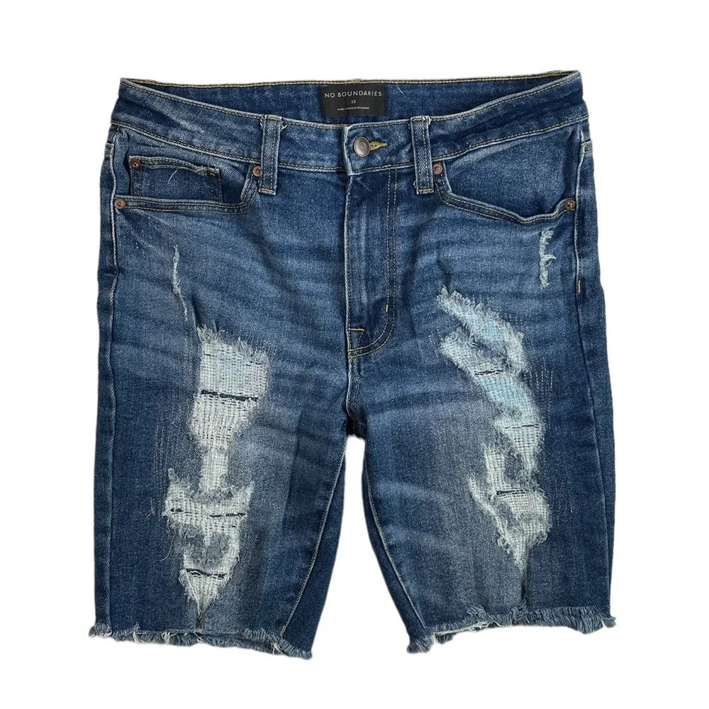 SH692 Mens No Boundaries NOBO Distressed Stretch Jean Shorts 32